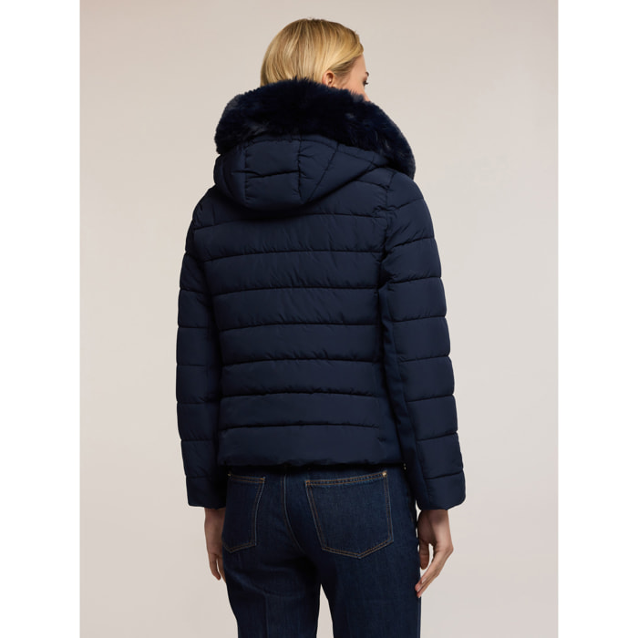 Motivi - Piumino corto con cappuccio - Blu