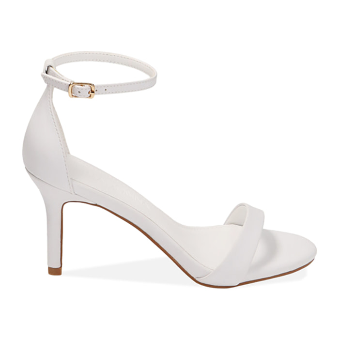 Sandalias blancas, tacón 8,5 cm