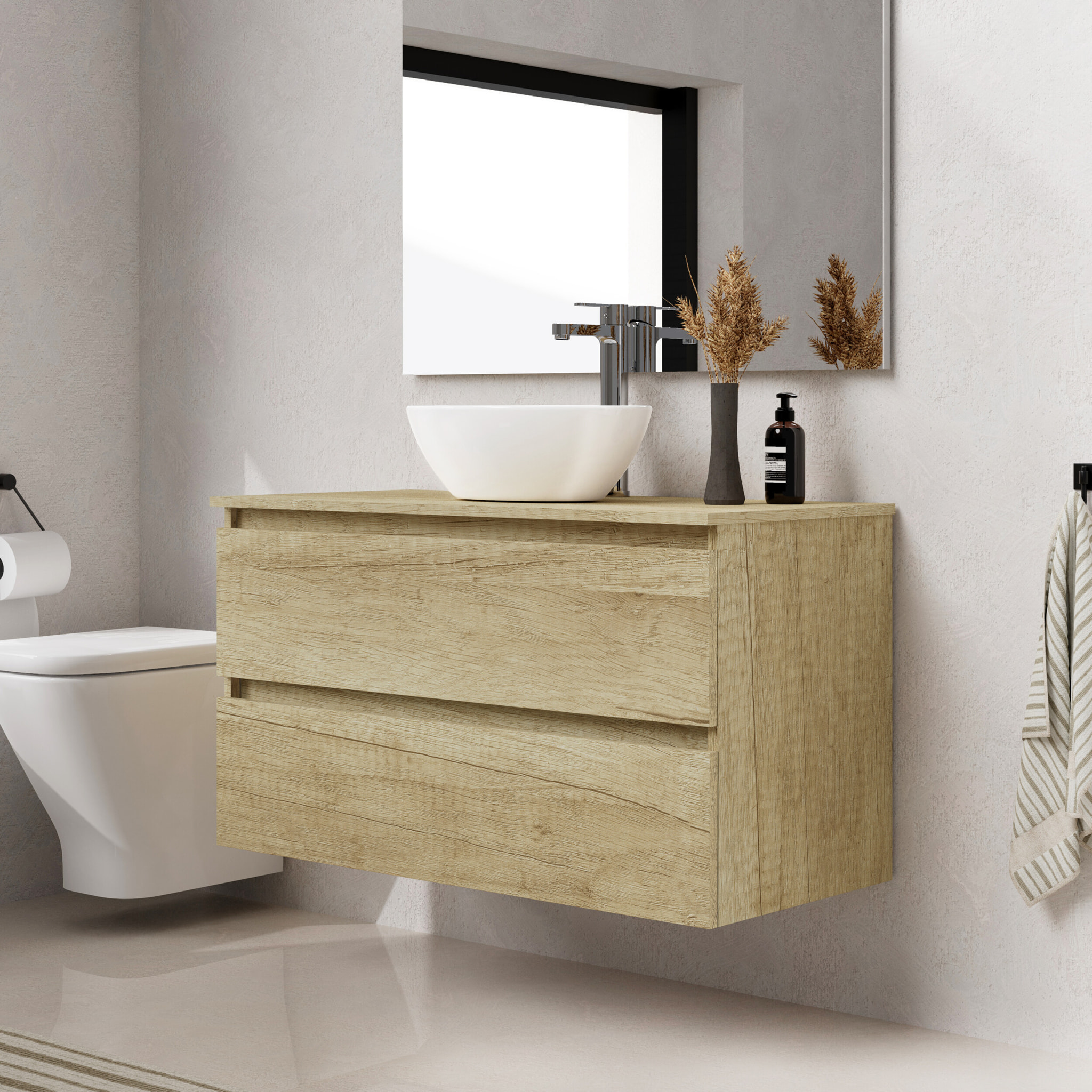 Ensemble de salle de bain LILY, Alday, 90 cm, Nature