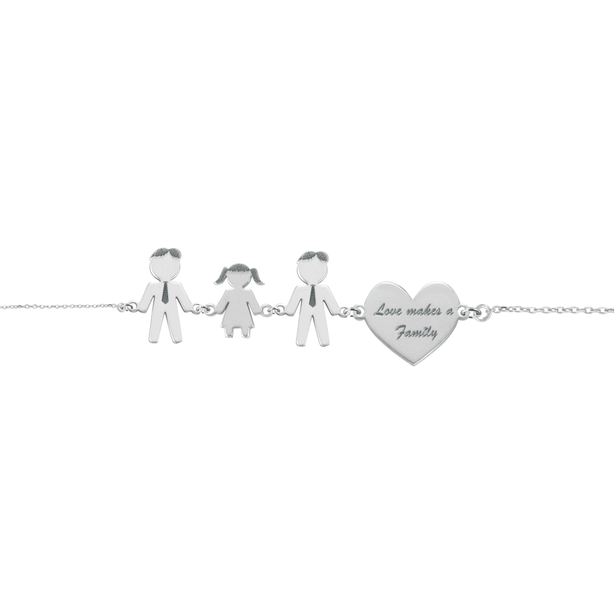 Bracciale Love Makes a Family Lui-Bimba-Lui-Cuore Argento