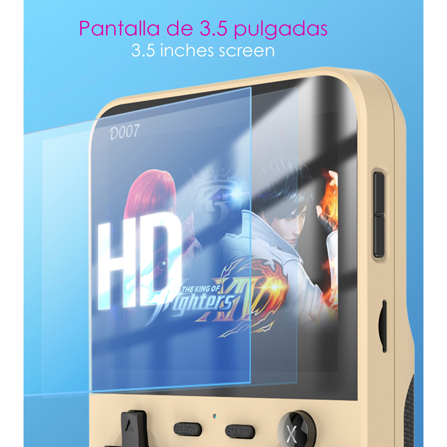 DAM Consola portátil D007, 12 emuladores, 2D y 3D, más de 10.000 juegos clásicos retro. Pantalla de 3,5". 9,5x3,5x14,5 Cm. Color: Gris