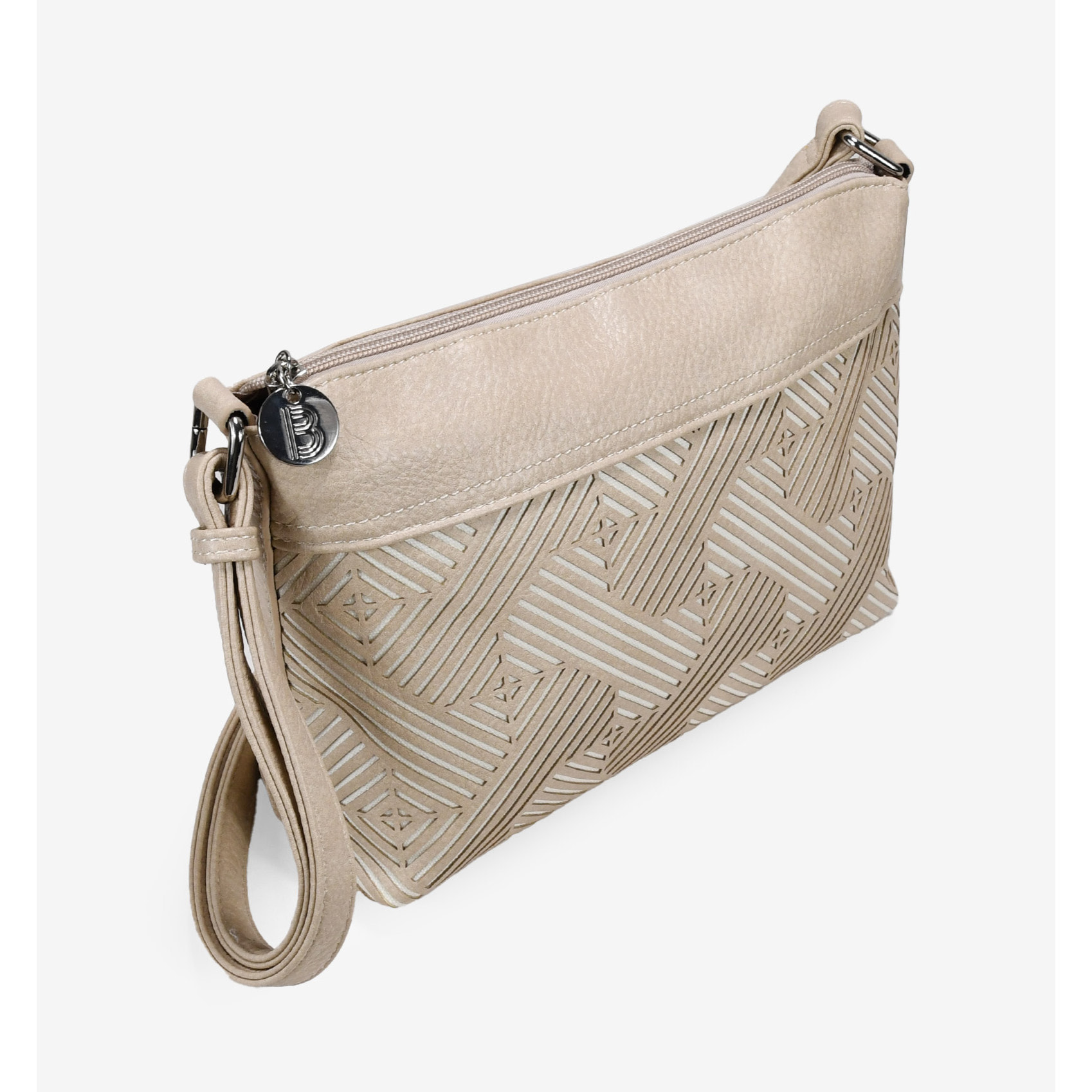 Bolso bandolera beige con cremallera