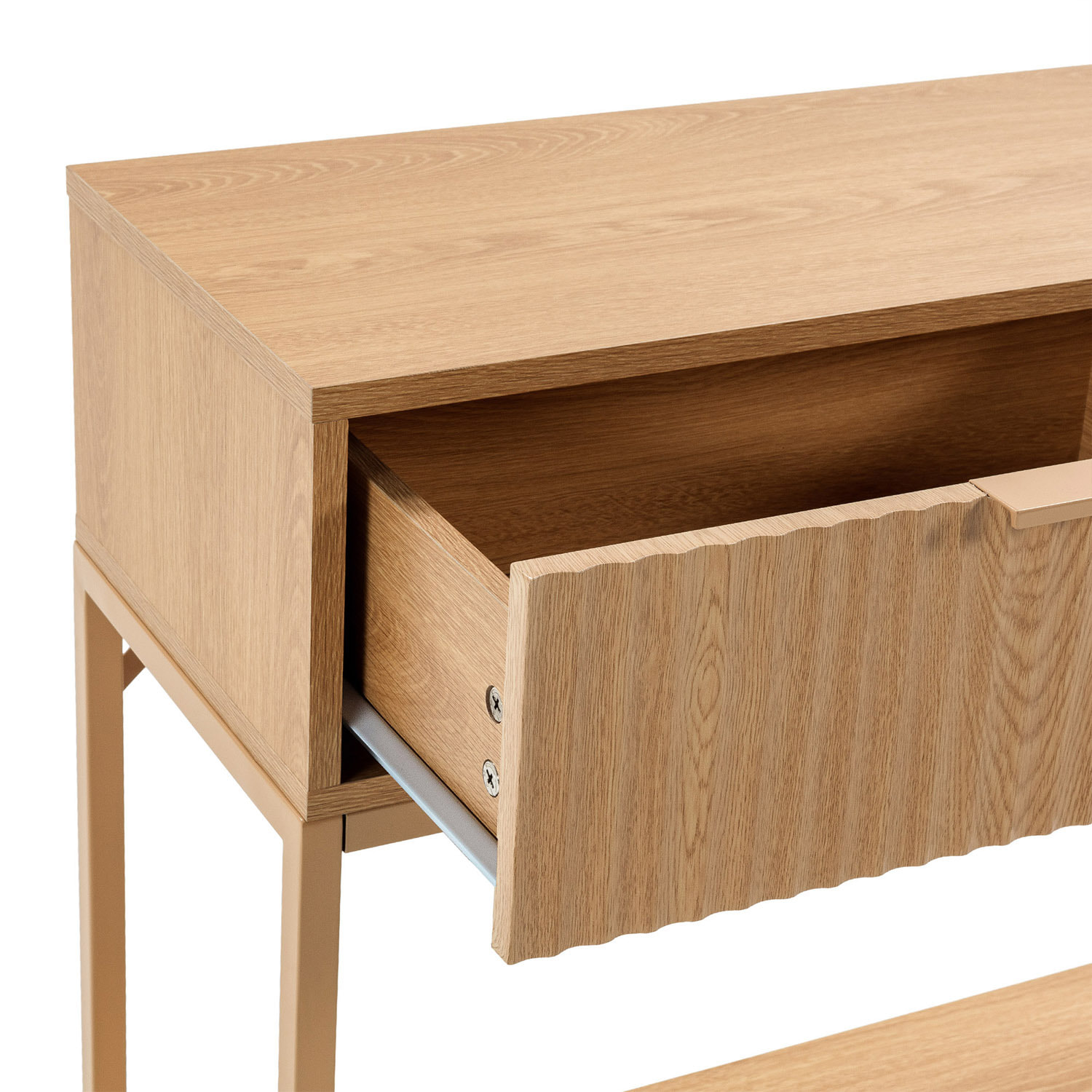 Mesa consola Lluvia 2 cajones efecto Roble