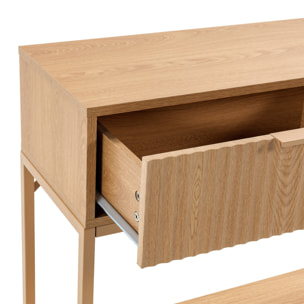 Mesa consola Lluvia 2 cajones efecto Roble
