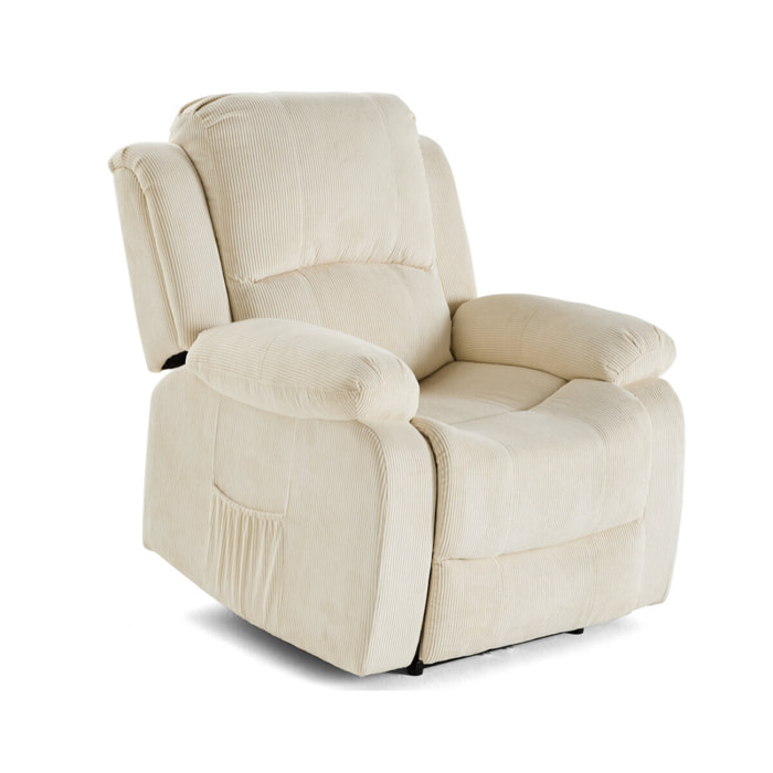 Armand - fauteuil relax électrique en velours côtelé - Beige
