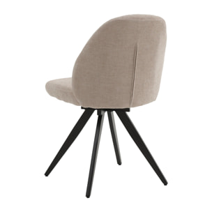 Set di 4 sedie girevoli ZENNENDAL in tessuto beige e gambe in metallo nero