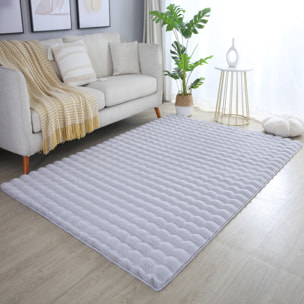 LAPONIE - Tapis uni doux en relief Gris