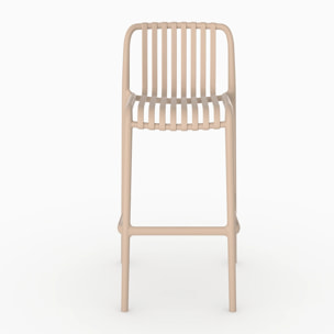 Lot de 2 chaises de bar de jardin 76 cm en plastique beige - Duli