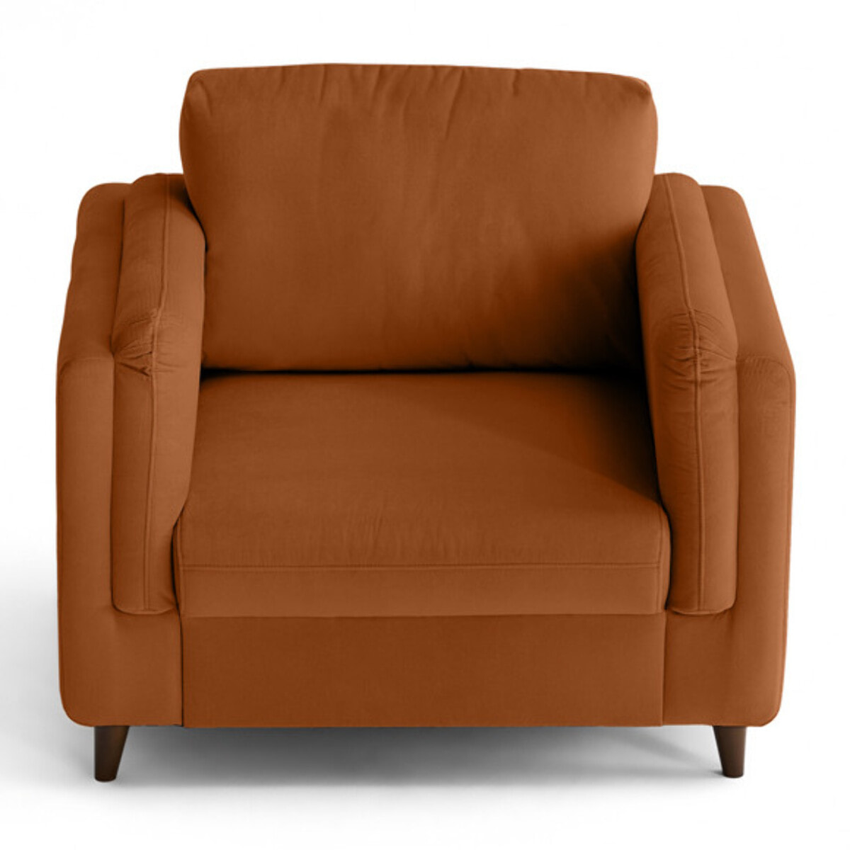 Brooke - fauteuil en velours pieds en bois - Rouille