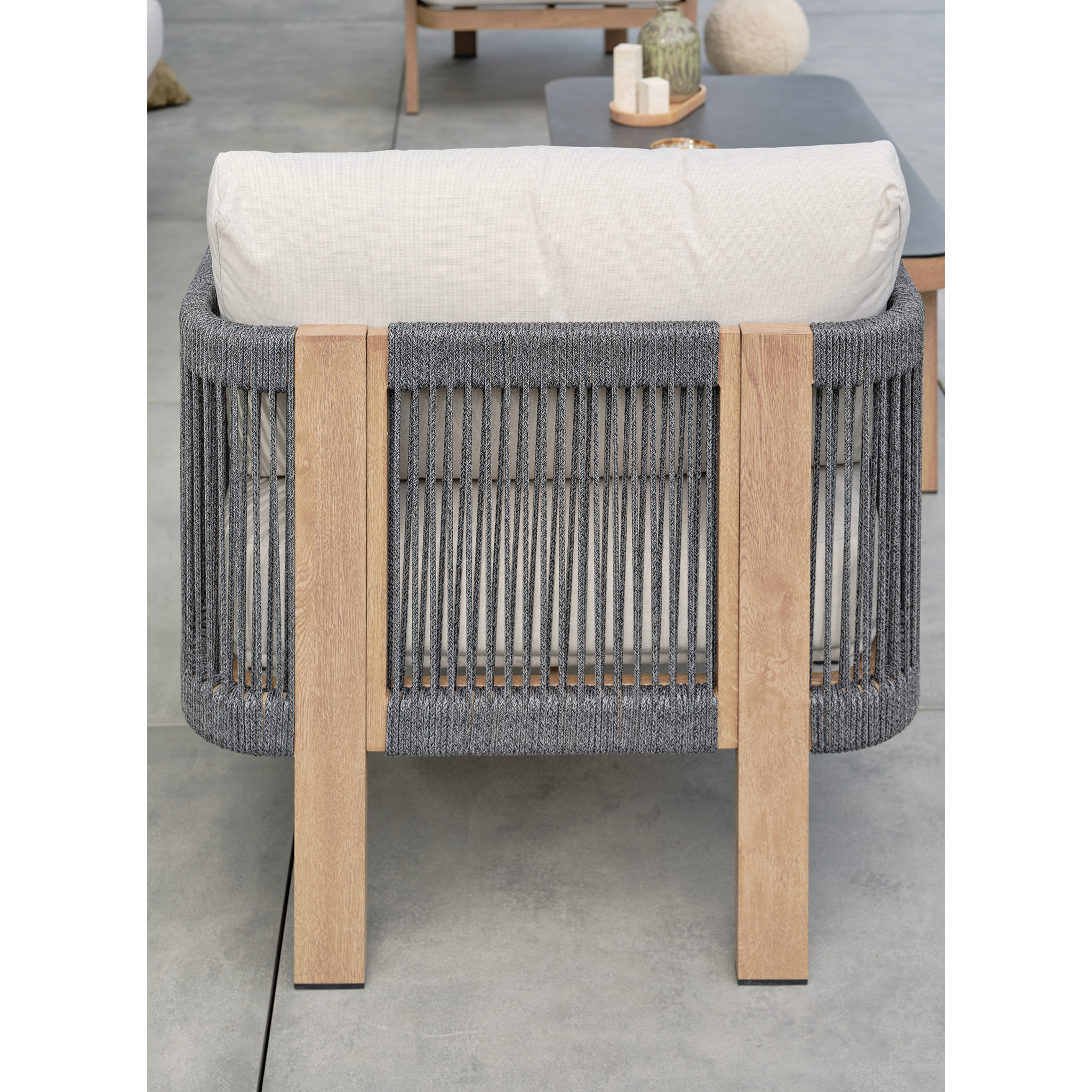 JESPAR - Salon bas de jardin 5 places - Effet bois