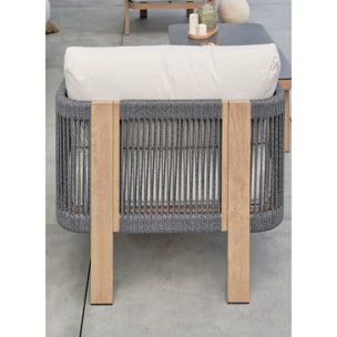 JESPAR - Salon bas de jardin 5 places - Effet bois