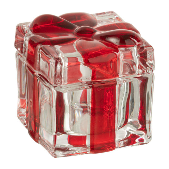 J-Line pot de conservation/photophore Cadeau- verre - rouge - medium