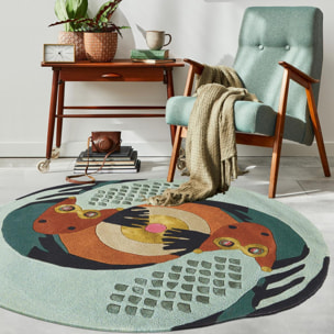 Tapis salon et chambre fait à la main en laine motif fresque LUNICIA