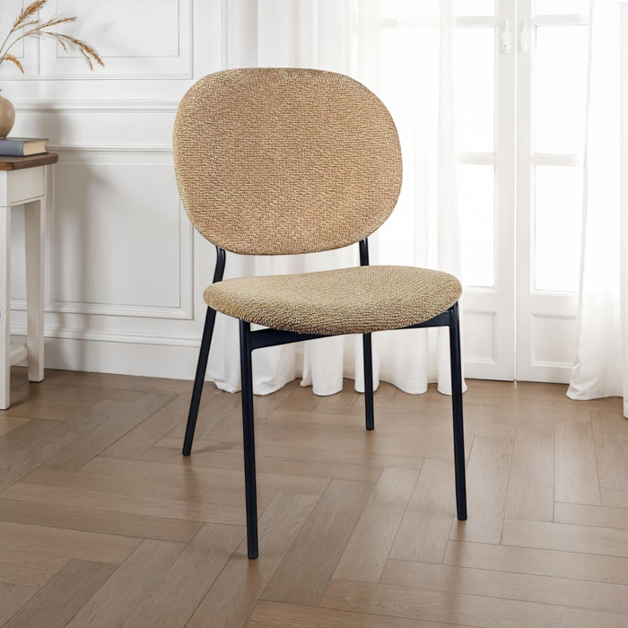 Lot de 2 chaises de salle à manger Tomasucci WERZA, en tissu, sable, 58 × 47 × 81 cm