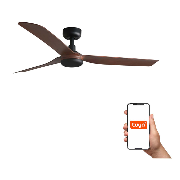 PUNT M Ventilateur de plafond noir/noyer TUYA
