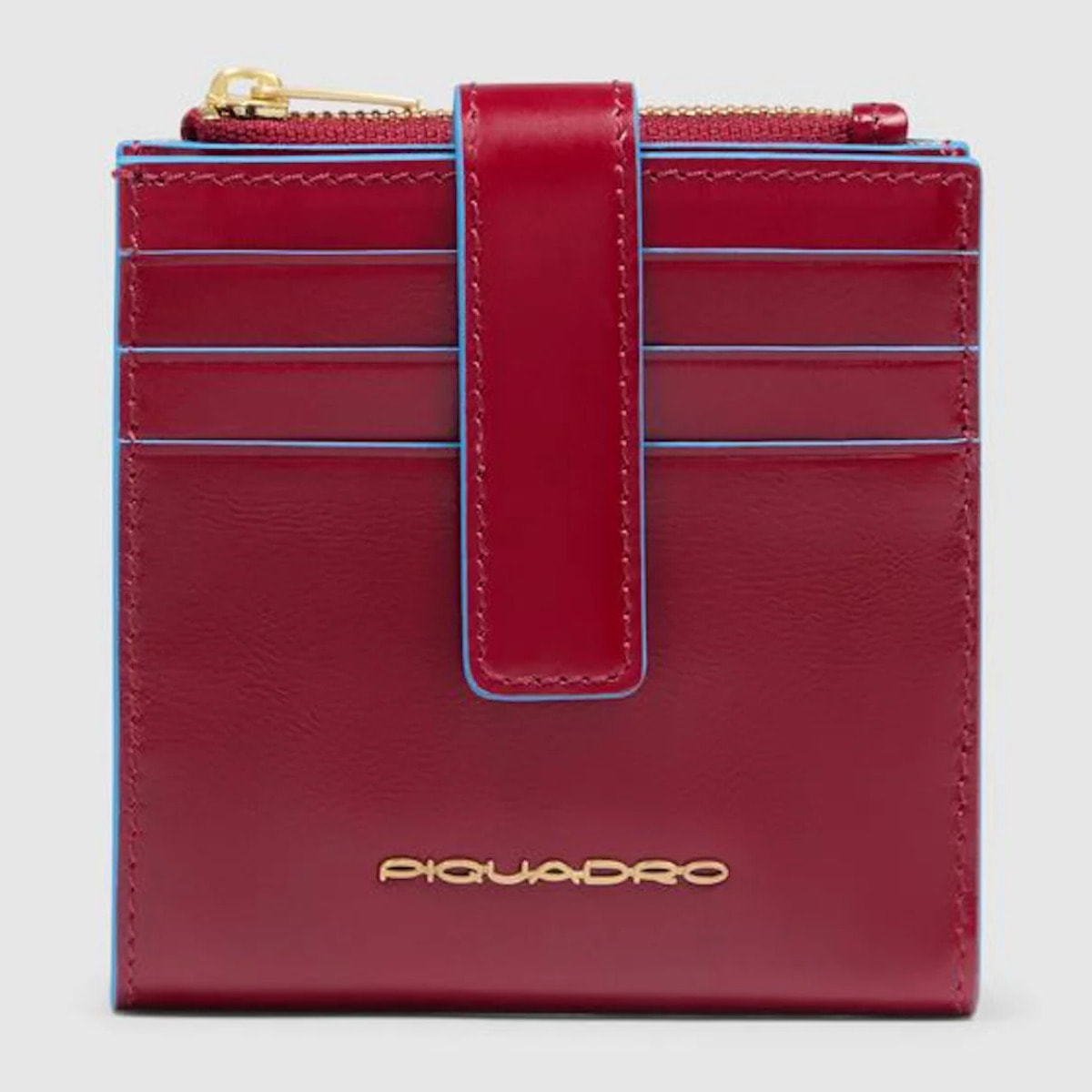 Piquadro Portacarte di credito in pelle con portamonete, schermato con protezione RFID