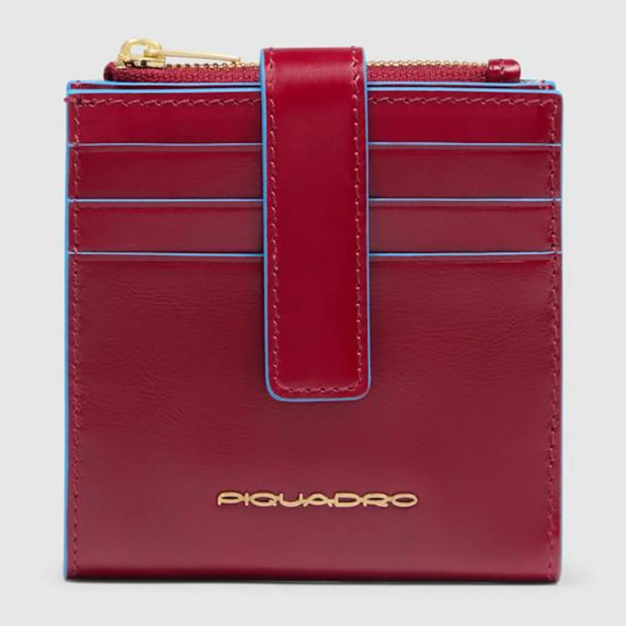 Piquadro Portacarte di credito in pelle con portamonete, schermato con protezione RFID