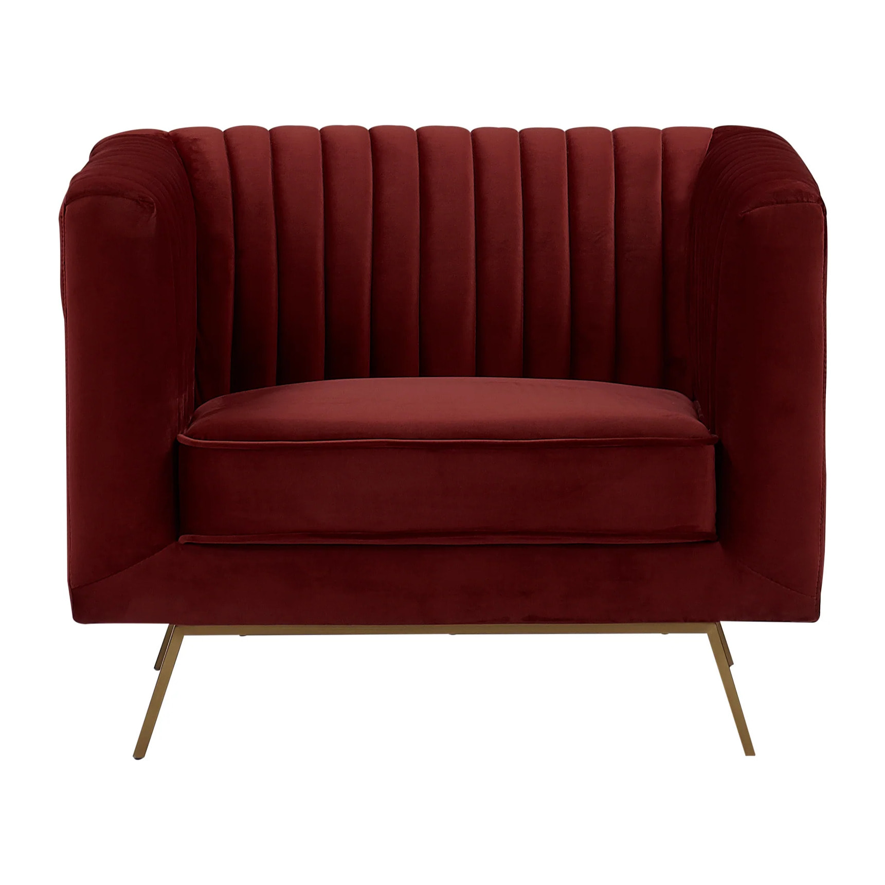 Fauteuil en velours bordeaux et pieds en métal doré - Gatsby