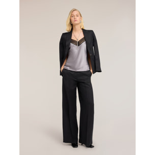 Motivi - Pantaloni palazzo in misto lino - Nero