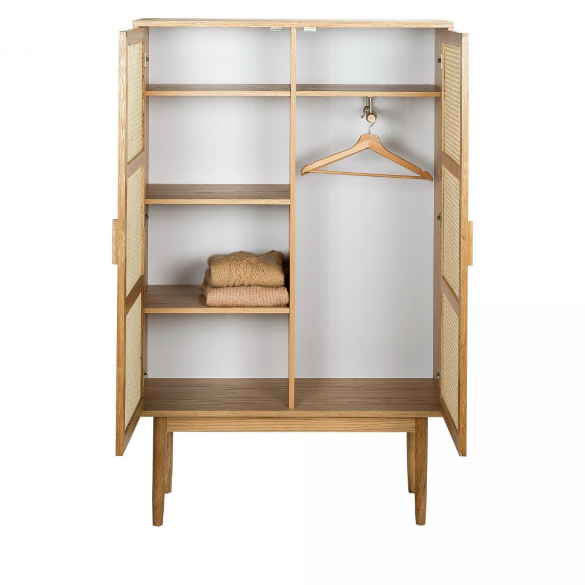 Hogarn - Armoire 2 portes en bois et cannage - Couleur - Bois clair
