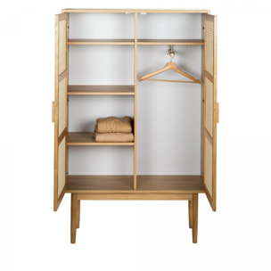 Hogarn - Armoire 2 portes en bois et cannage - Couleur - Bois clair