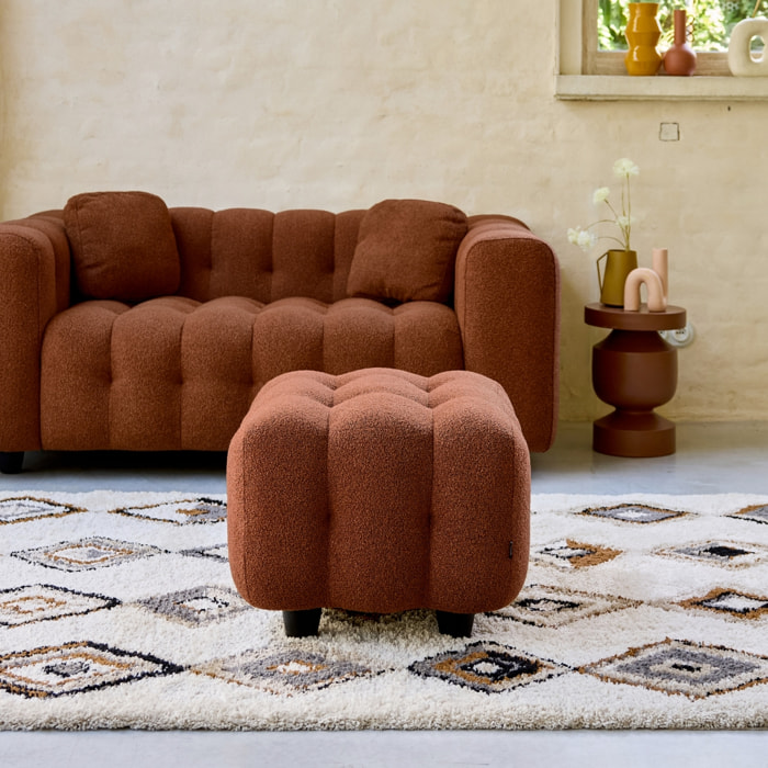 Pouf, repose-pieds pour canapé 2 places Leon bouclette texturée LEON