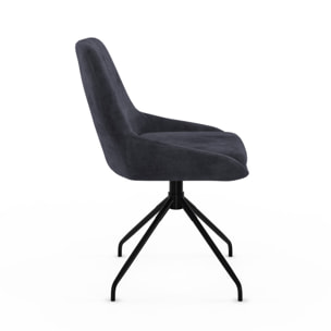 Chaises Olivia pivotantes velours gris pieds métal - lot de 2
