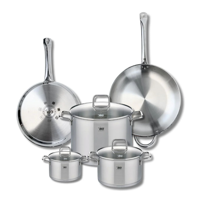 Ensemble de 2 Poêles de cuisson 28 et 32 cm et 3 faitouts 14, 20 et 26 cm Elo Profi Citrin