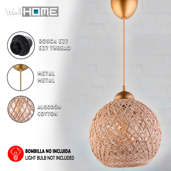 Lámpara de techo 54 cm. blanco/oro, tipo E 27 Max 60 W