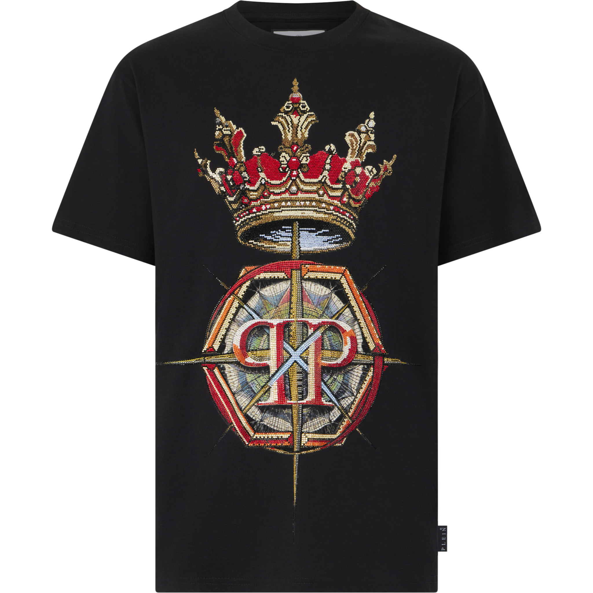 PHILIPP PLEIN Round Neck T-Shirt Crown Stones