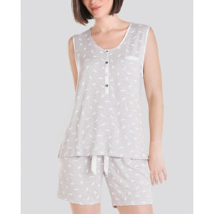 Pijama corto mujer plumas sin mangas ligero