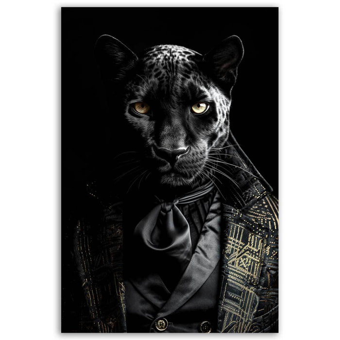 Tableau animaux habillés Panthère noire wild suits Toile imprimée