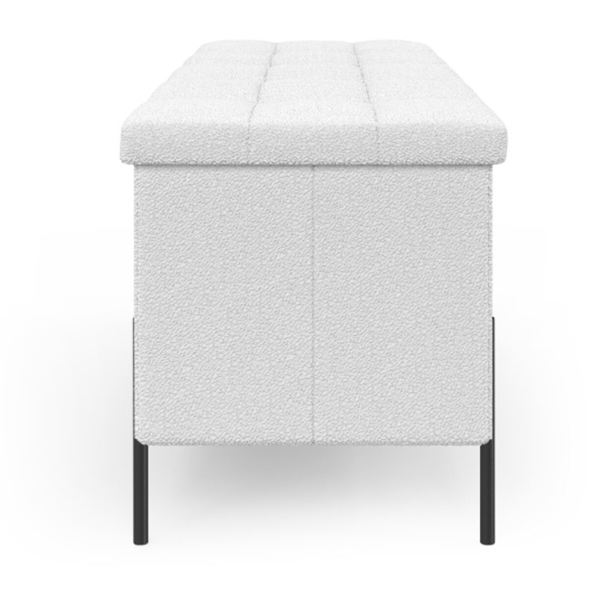 Banc coffre Loan en bouclette blanche et pieds noirs 100cm