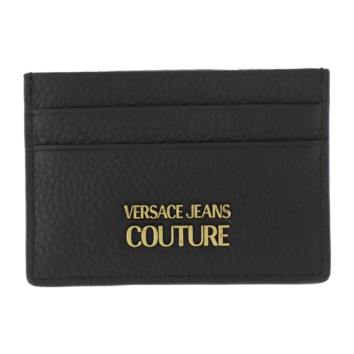 Versace Jeans Couture Tarjetero de cuero con placa de logotipo Versace Jeans Couture