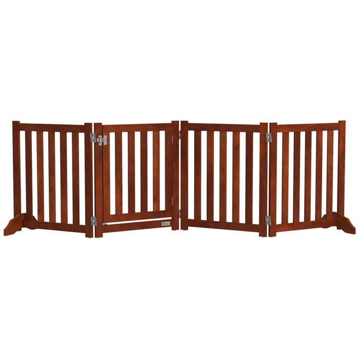 Barrière de sécurité chien pliable modulable autoportante avec porte max. 205 x 60 cm MDF effet acajou