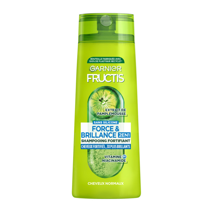 Lot de 12 - Garnier Fructis Shampooing 2en1 Force & Brillance 300ml