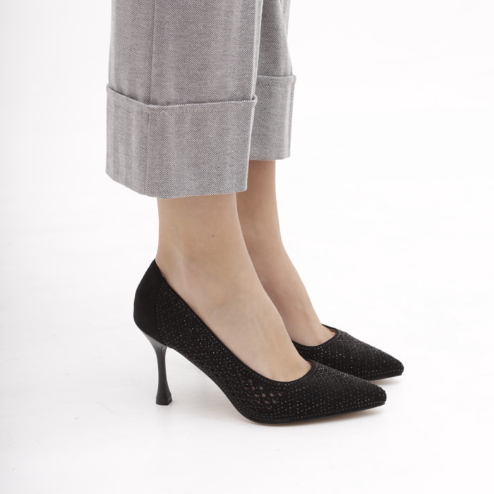 DECOLLETE' FORATA STRASS NERO