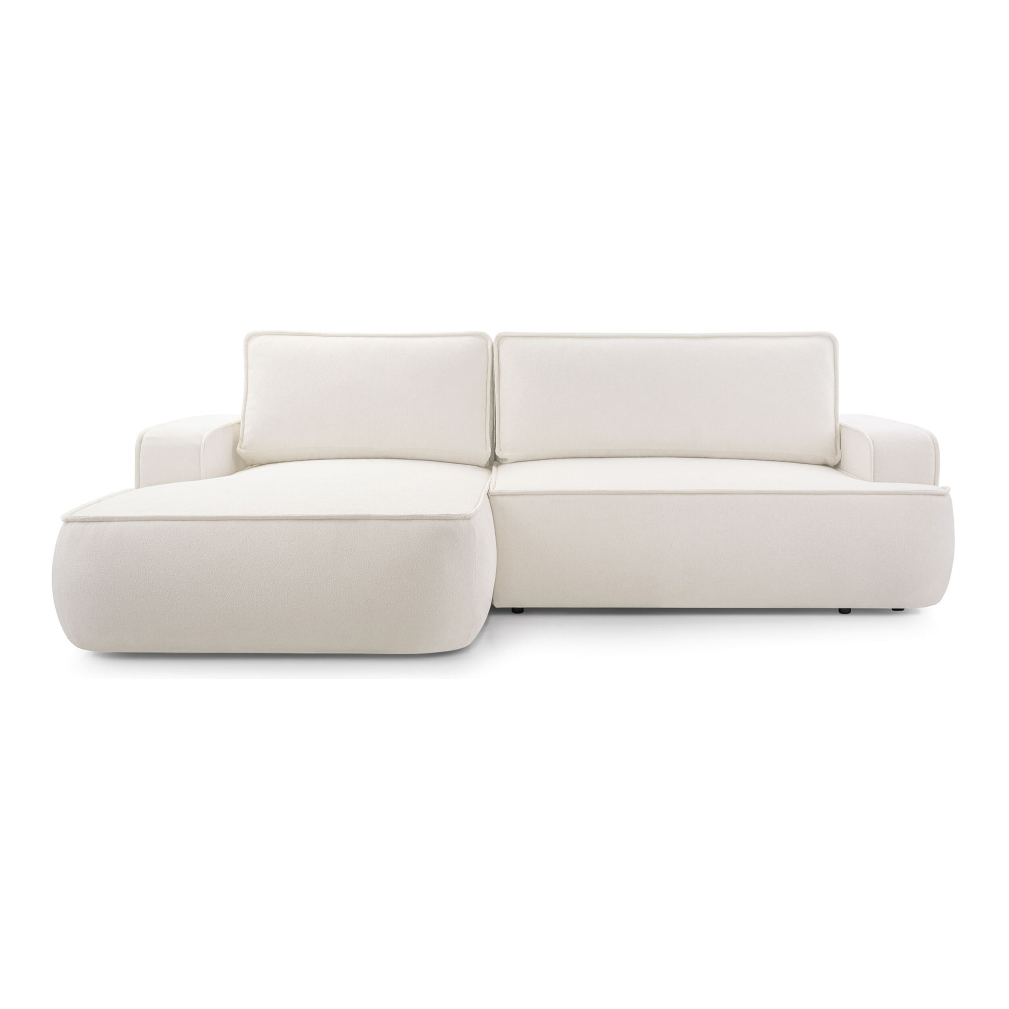 Nessino - canapé d'angle gauche 4 places - convertible avec coffre - en tissu texturé - Beige
