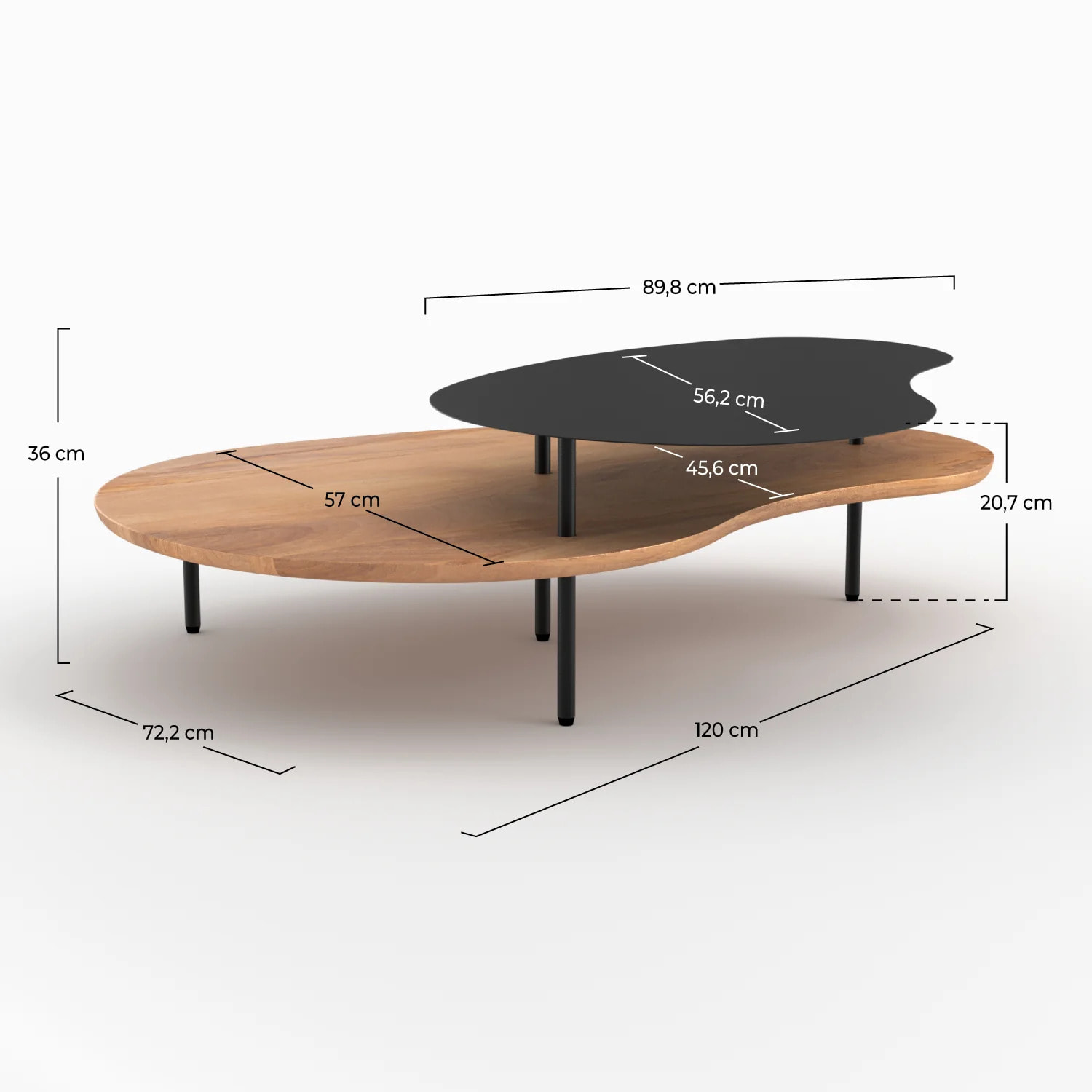 Tables gigognes en bois et metal noir (lot de 2) - Moji