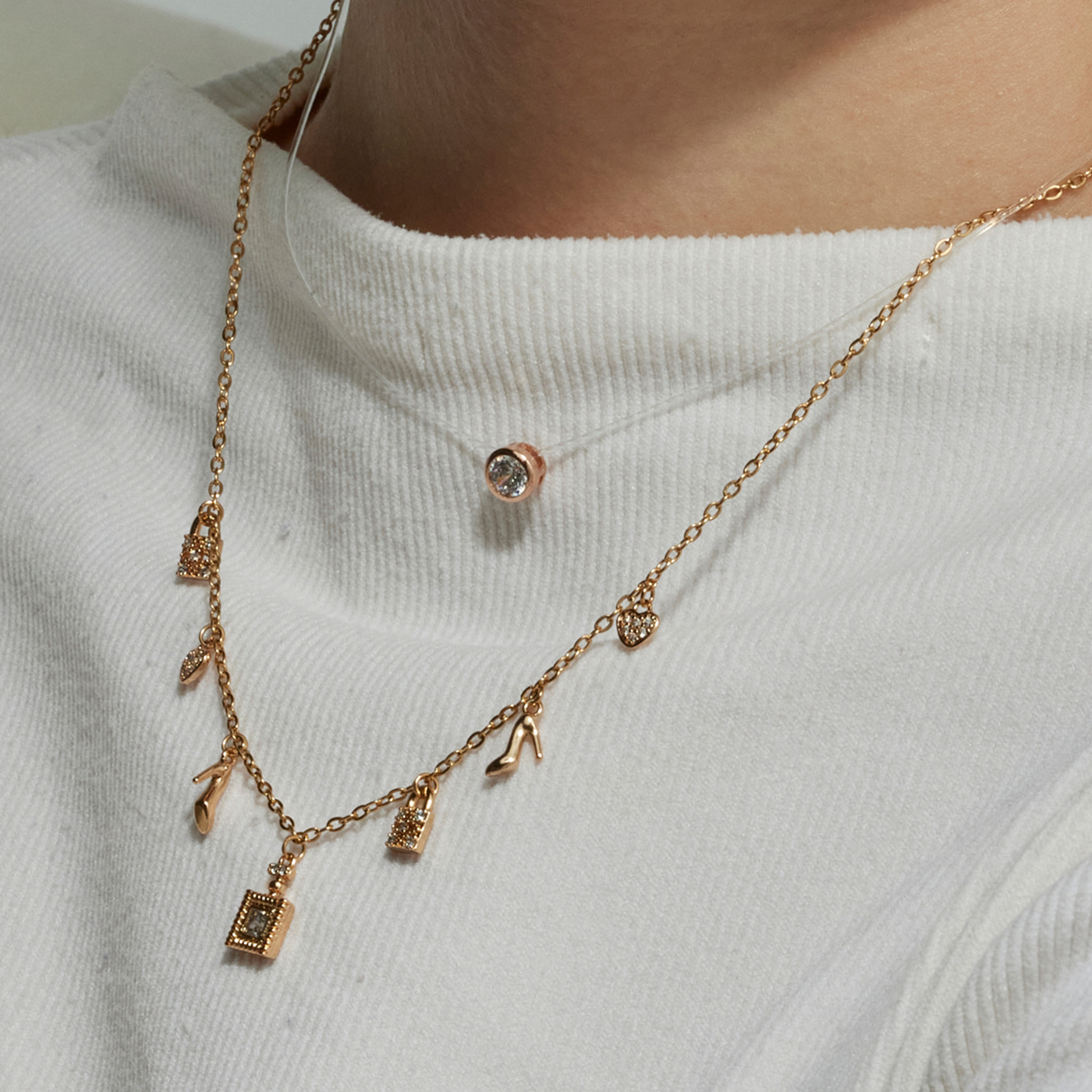 Collar con Circonita Brillante acabado oro 18k