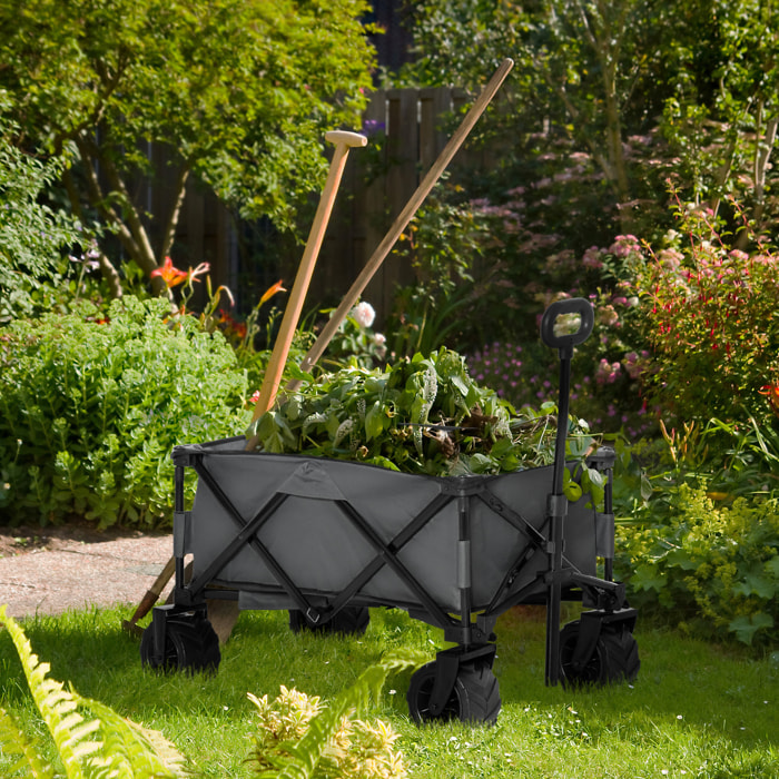 Chariot de transport pliable à roulettes - poignée télescopique - max. 70 Kg - métal noir oxford gris