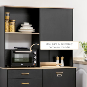 Alacena de Cocina con 1 Cajón 3 Puertas y Almacenamiento Abierto 119x41x180 cm