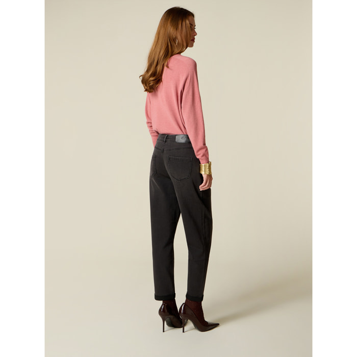 Oltre - Jeans boyslim nero washed - Nero