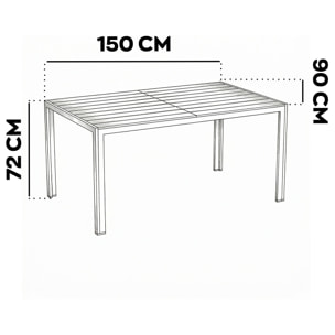 Giano - Tavolo da pranzo da esterno con struttura in metallo e doghe in legno multistrato 150x90cm