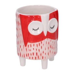 Portavaso in ceramica gufo rosso cm ø11,3h15,5