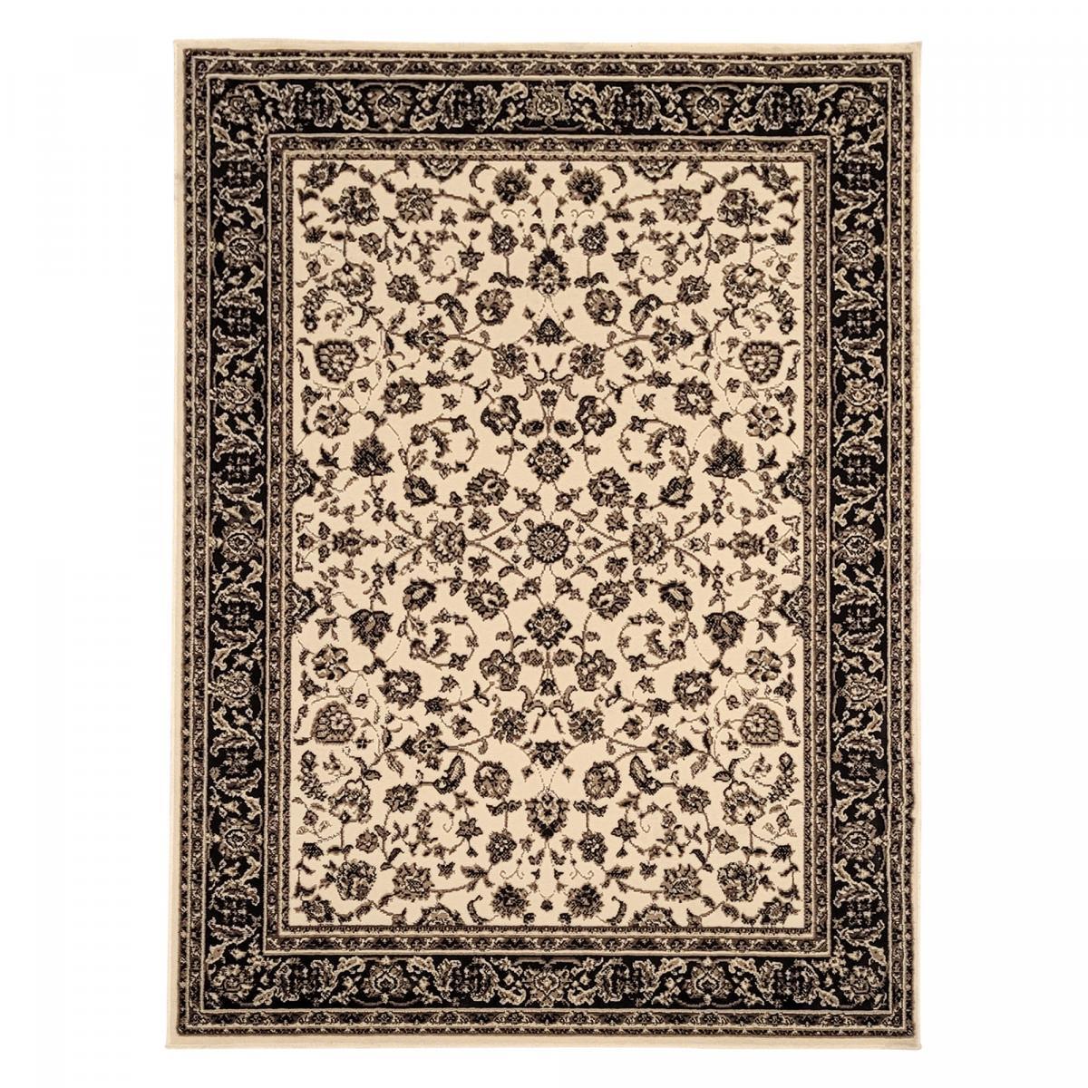 Tapis Ladi motif traditionnel oriental beige et noir