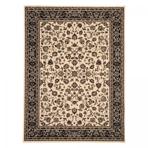 Tapis Ladi motif traditionnel oriental beige et noir