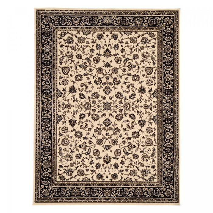 Tapis Ladi motif traditionnel oriental beige et noir