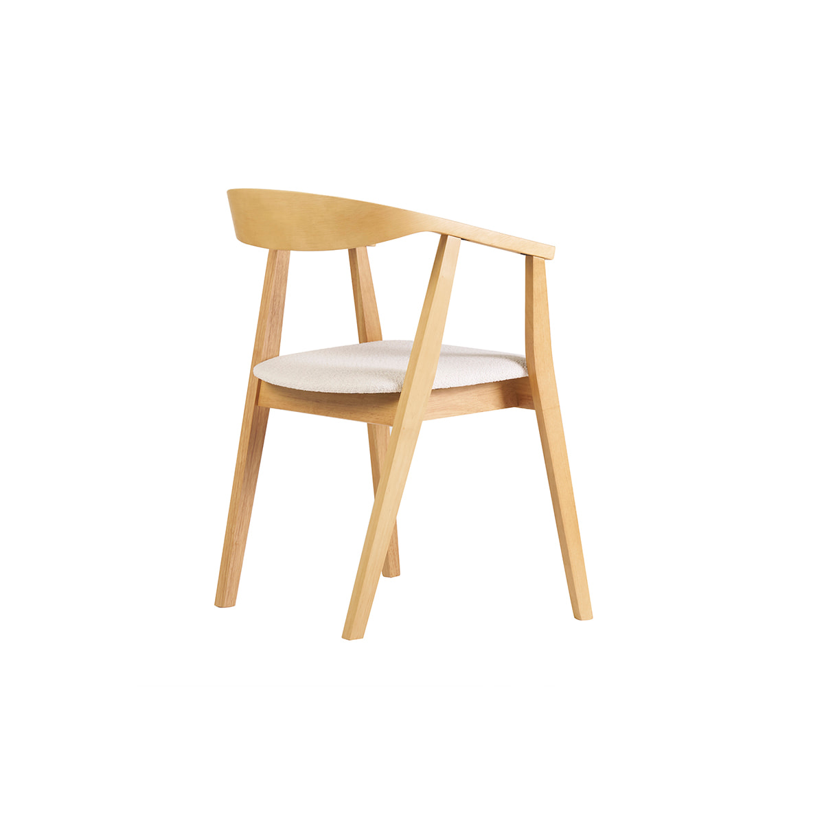 Chaises scandinaves bois clair et tissu effet laine bouclée blanc (lot de 2) BAHIA