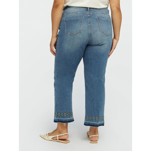 Fiorella Rubino - Jeans cropped con ricamo etnico - Azzurro